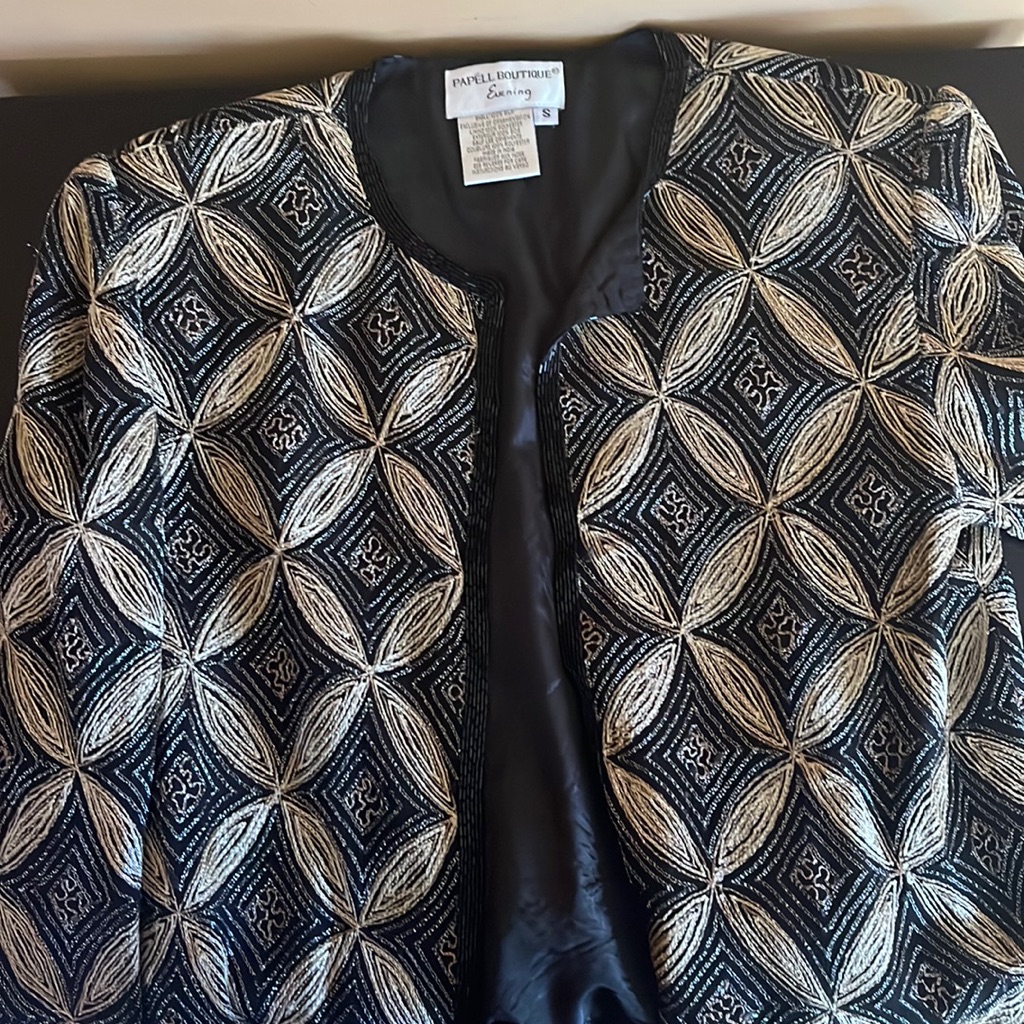 Papell Boutique Black And Gold Blazer